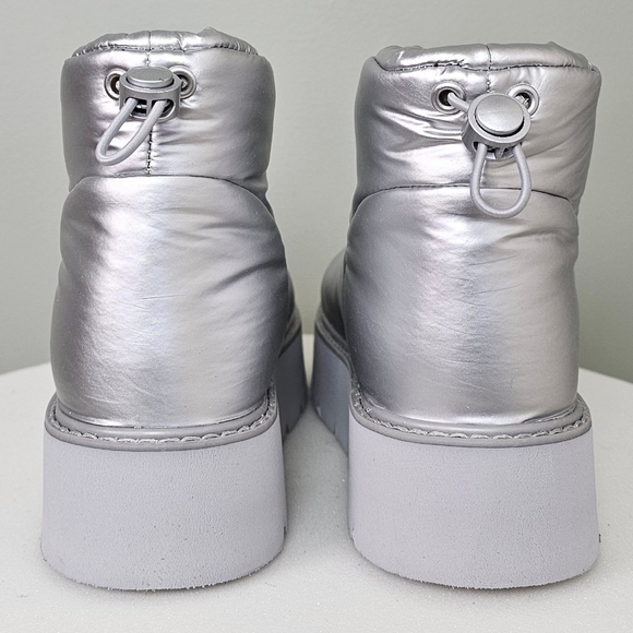 Portland Boot Company Women's Metallic Puffer Cozy Booties in Silver - Picture 9 of 13